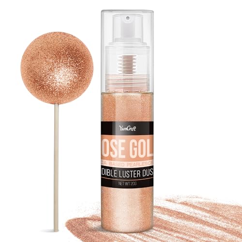 Essbarer Glitzer Spray für Getränke - 20g Lebensmittel Glitzerpulve für Likör, Cocktails, Dekorieren Torten - Geschmacklos Glitzer Pulver Glitzerstaub für Sekt, Wein, Champagner, Backen (Roségold) von YumCraft