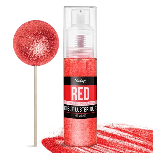 Essbarer Glitzer Spray für Getränke - 20g Lebensmittel Glitzerpulve für Likör, Cocktails, Dekorieren Torten - Geschmacklos Glitzer Pulver Glitzerstaub für Sekt, Wein, Champagner, Backen (Rot) von YumCraft
