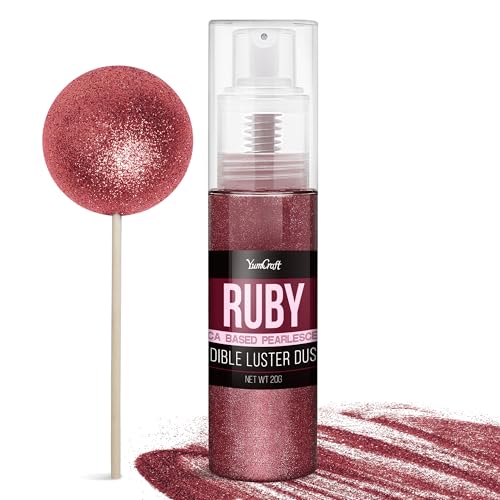 Essbarer Glitzer Spray für Getränke - 20g Lebensmittel Glitzerpulve für Likör, Cocktails, Dekorieren Torten - Geschmacklos Glitzer Pulver Glitzerstaub für Sekt, Wein, Champagner, Backen (Rubin) von YumCraft