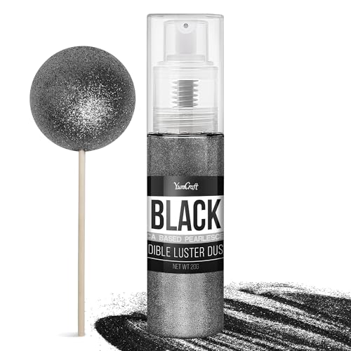 Essbarer Glitzer Spray für Getränke - 20g Lebensmittel Glitzerpulve für Likör, Cocktails, Dekorieren Torten - Geschmacklos Glitzer Pulver Glitzerstaub für Sekt, Wein, Champagner, Backen (Schwarz) von YumCraft
