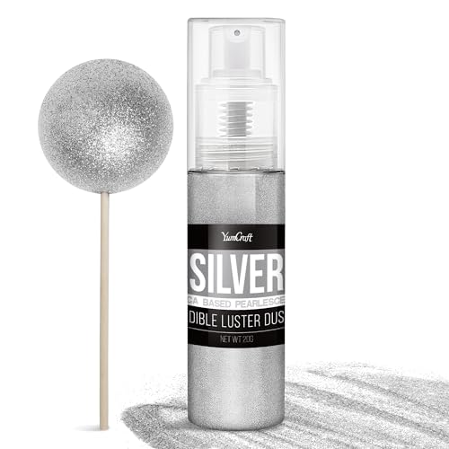 Essbarer Glitzer Spray für Getränke - 20g Lebensmittel Glitzerpulve für Likör, Cocktails, Dekorieren Torten - Geschmacklos Glitzer Pulver Glitzerstaub für Sekt, Wein, Champagner, Backen (Silber) von YumCraft