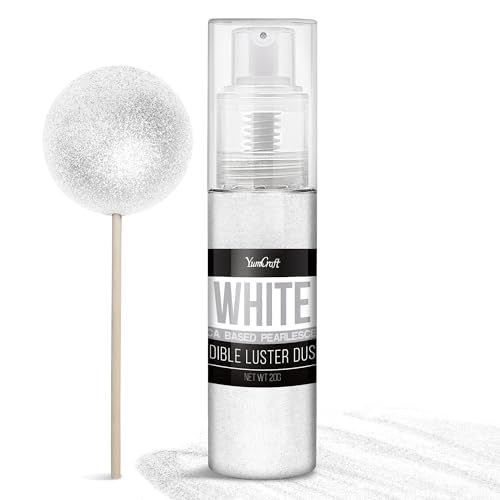 Essbarer Glitzer Spray für Getränke - 20g Lebensmittel Glitzerpulve für Likör, Cocktails, Dekorieren Torten - Geschmacklos Glitzer Pulver Glitzerstaub für Sekt, Wein, Champagner, Backen (Weiß) von YumCraft