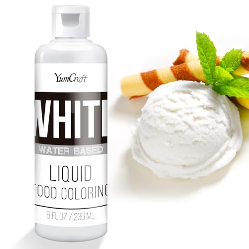 Lebensmittelfarbe - Hoch Konzentriert Flüssig Lebensmittel Farbe zum Kuchen, Backen, Ostereiern, Getränken - Zuckerfrei Food Coloring für Fondant, Zuckerguss, Slime, Tortendeko (Weiß, 236ml) von YumCraft
