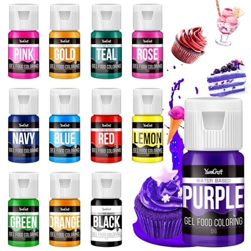 Lebensmittelfarbe Gel - 12 Farben x 13g Hoch Konzentriert Gel Lebensmittel Farbe zum Kuchen, Backen, Ostereiern, Getränken - Zuckerfrei Food Coloring für Fondant, Zuckerguss, Slime, Tortendeko von YumCraft