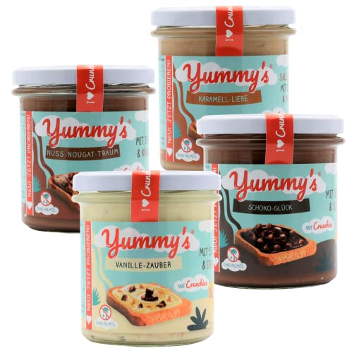 Yummy's Genuss-Set, neuer Brotaufstrich mit leckeren Crunchies, 4x350g von Yummy's
