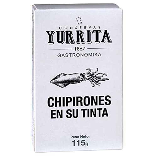 Yurrita Gourmet, Tintenfisch eingelegt, in Tintenfischtinte, aus Spanien, 115 g von Conservas Yurrita
