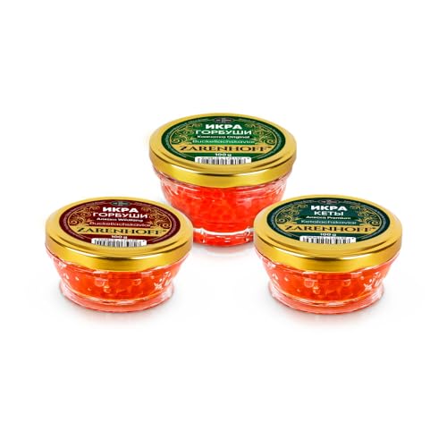 Lachskaviar Premium Set Wildfang Roter Kaviar 3 х 100 g - Buckellachs Gorbuscha aus Kamtschatka und Alaska, Lachskaviar Keta икра Lachskaviar Premium Set Wildfang Roter Kaviar 3 х 100 g - Buckellachs Gorbuscha aus Kamtschatka und Alaska, Lachskaviar Keta икра von ZARENHOFF