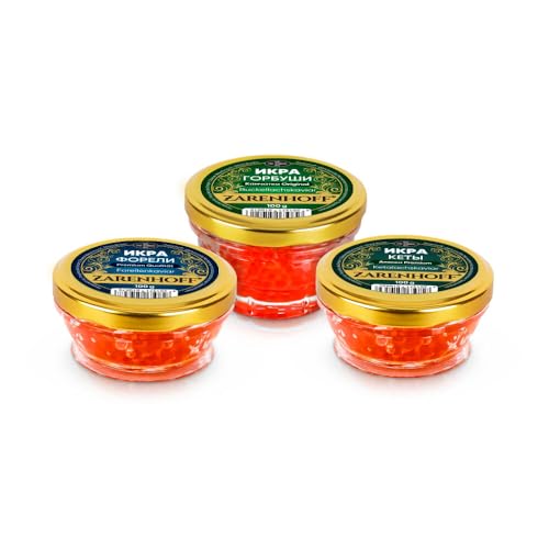 Lachskaviar Set Probierset Roter Kaviar 3 х 100 g - Buckellachs Gorbuscha aus Kamtschatka, Lachskaviar Keta, Forellenkaviar икра Lachskaviar Set Probierset Roter Kaviar 3 х 100 g - Buckellachs Gorbuscha aus Kamtschatka, Lachskaviar Keta, Forellenkaviar икра von ZARENHOFF