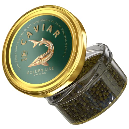 Störkaviar 50 g Golden Line, Malossol Fischkaviar, Schwarzer Kaviar, Acipenser schrenckii x huso dauricus, Beluga Caviar von ZARENHOFF