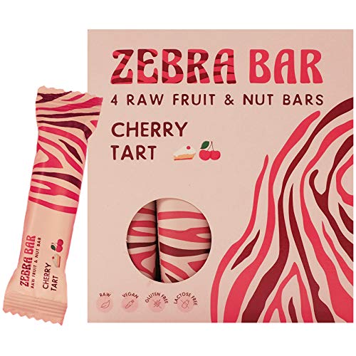Zebra Bar, Frucht- & Nussriegel, Cherry Tart, ohne künstlichen Zucker, roh, vegan, gluten- und laktosefrei, 4 x 35 Gramm von ZEBRA