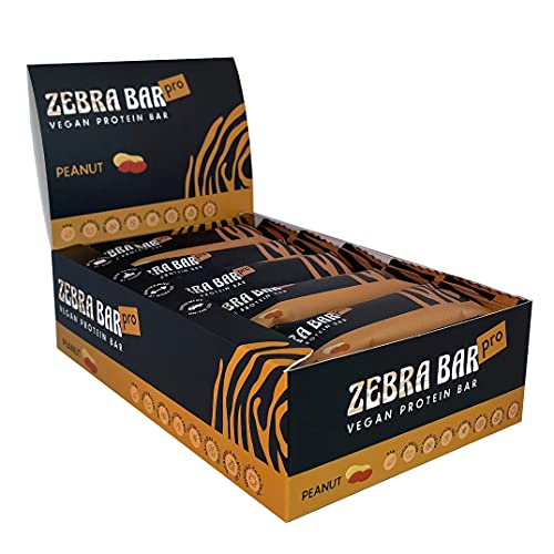 Zebra Bar Pro Peanut | Veganer Proteinriegel | Ohne Zuckerzusatz | Bakterienkultur | Gluten- und laktosefrei | 15 x 40 Gramm von ZEBRA
