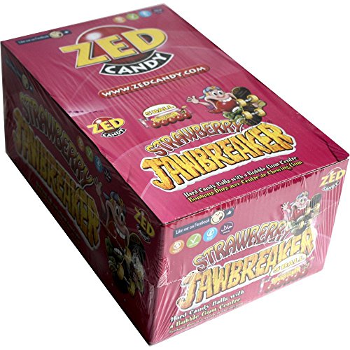 ZED Candy Strawberry Jawbreaker, Erdbeerbonbons mit Kaugummikern (40 x 5 Stk pro Box) von ZED Candy