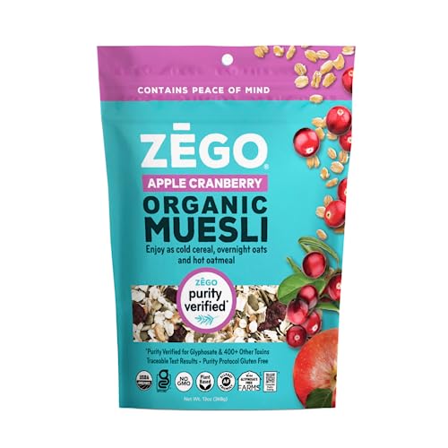 ZEGO Foods Bio-Superfood Haferflocken & Müsli, zertifiziert glutenfrei (Apfel-Cranberry), 370 ml von ZEGO