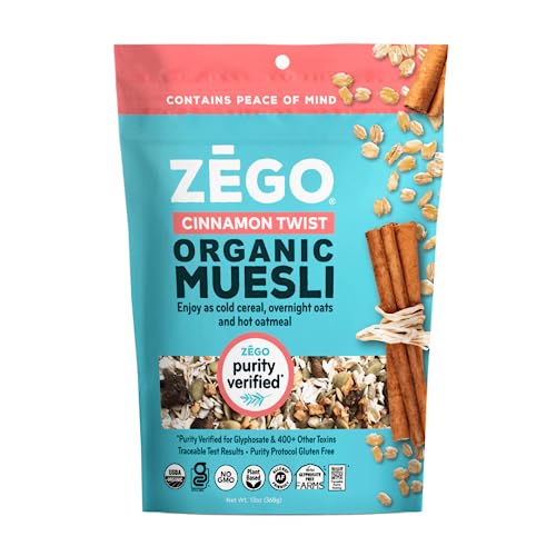 ZEGO Foods Organic, Superfood Haferflocken & Müsli, zertifiziert glutenfrei (Cinnamon Twist) 370 ml von ZEGO