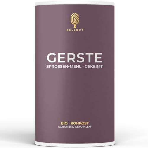 ZELLGUT© BIO GERSTENMEHL 250g • zum BACKEN, Brot, kochen, MÜSLI, Smoothie • VOLLKORN 100% ROH + gekeimt • ROHKOST-QUALITÄT • gemahlene GERSTE PUR von ZELLGUT