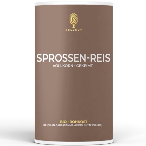 ZELLGUT© BIO SPROSSEN-REIS 800g • 100% ROHKOST & gekeimt • GABA Reis • Vollkorn-Naturreis • enthält Gamma Amino Buttersäure • GLUTENFREI BASISCH • EU-Bio-Landwirtschaft • Bioverfügbar Premium Qualität von ZELLGUT