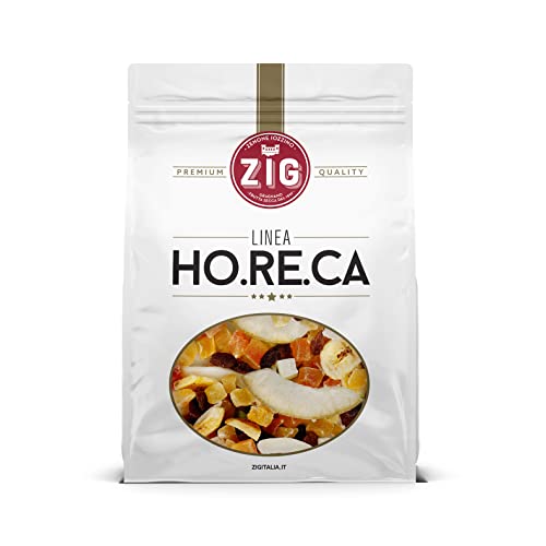 ZIG - HORECA - Deluxe exotischer Fruchtmix Snack | Ananas, Papaya, Kokosnuss, Mango, Pomelo, Trauben, Bananenchips 1 kg von ZENONE IOZZINO