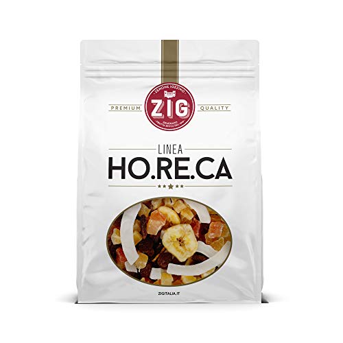 ZIG - HORECA - Gemischte exotische Früchte Exotic Mix Snack | Ananas, Papaya, Kokosnuss, Weintrauben, Bananenchips 1 kg von ZENONE IOZZINO