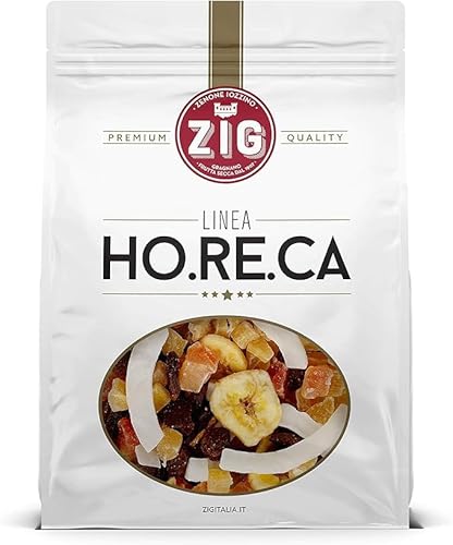 ZIG - HORECA - Gemischte exotische Früchte Exotischer Mix | Ananas, Papaya, Kokosnuss, Weintrauben, Bananenchips 1 kg von ZENONE IOZZINO