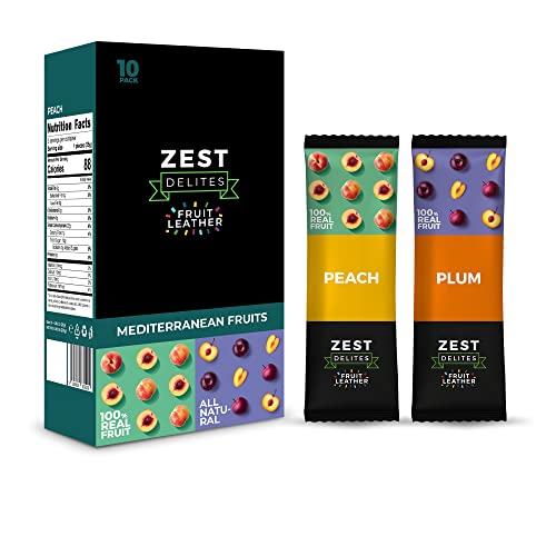 Zest Delites Fruchtriegel, Vegan Ohne Zucker Süssigkeiten, Vegane Süßigkeiten, Lavashak, Gesunde Snacks, 25g Packung 10 Stück, Pfirsich, Pflaume, Gesunde Süßigkeiten, Fruchtleder, Fruit Roll Ups von ZEST Delites