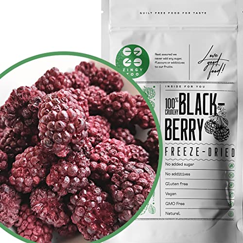 Brombeeren Gefriergetrocknete Früchte Ohne Zucker | 100% Natürlich Ungezuckert Blackberry Trockenfrüchte mach dein Brombeerpulver | Natural Freeze Dried Fruit | Obst Gefriergetrocknet | ZingyZoo von ZINGY ZOO