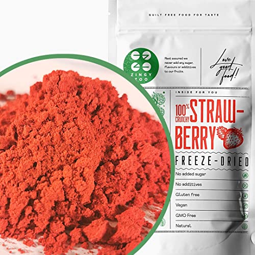 Fruchtpulver Gefriergetrocknet Erdbeerpulver | Erdbeer Pulver Gefriergetrocknete Früchte | Freeze Dried Fruit Strawberry Powder | Frucht Erdbeer Pulver Smoothie Erdbeerpudding Trockenfrücht (100g) von ZINGY ZOO