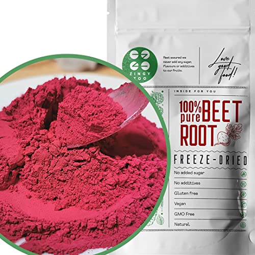 Gefriergetrocknet Rote Beete Pulver | 100% Natürliche Pure Raw Beetroot Powder | Gemüsepulver | Vegan Gefriergetrocknete Früchte Pulver | Rote Lebensmittelfarbe Rot | Freeze Dried Powder ZingyZoo von ZINGY ZOO