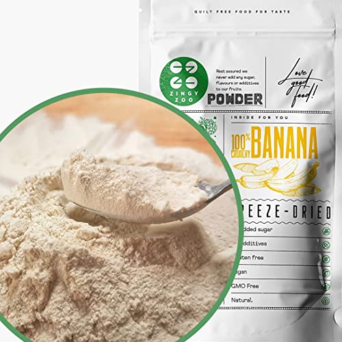 Gefriergetrocknete Bananen Im Pulver | XL 300g Fruchtpulver Gefriergetrocknet Bananenpulver | Für Smoothie, Backen, Kuchen | Trockenfrüchte Banane | Freeze Dried Fruit | Banana Powder ZingyZoo von ZINGY ZOO