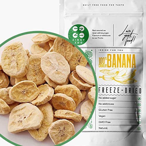 Gefriergetrocknete Bananen | Getrocknete Bananen Ohne Zucker | Gefriergetrocknet Banan | Trockenfrüchte Bananen | Bananen Frisch Gefriergetrocknete Früchte | Freeze Dried Fruit Banana Slices von ZINGY ZOO