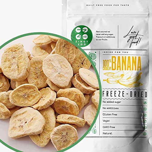 Gefriergetrocknete Bananen | 120g Pack Getrocknete Bananen Ohne Zucker | Gefriergetrocknet Banan | Trockenfrüchte Bananen | Bananen Frisch Gefriergetrocknete Früchte | Freeze Dried Fruit Banana Slices von ZINGY ZOO