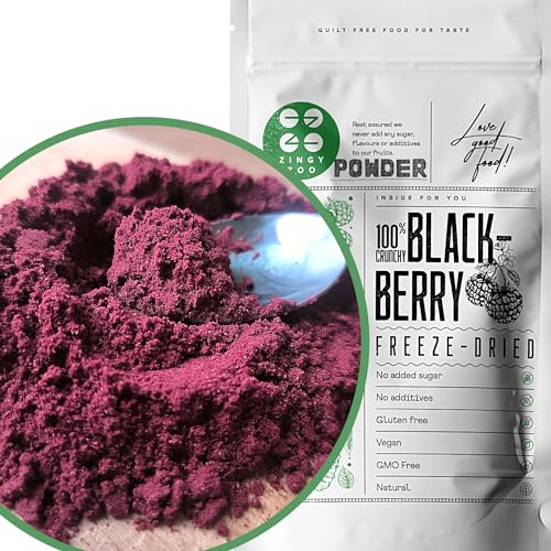 Gefriergetrocknete Brombeeren in Pulver | 100% Gefriergetrocknete Früchte Pulver Natürliche Trockenfrüchte ohne Zusatzstoffe | Fruchtpulver Trockenfrüchte Freeze Dried Fruit Blackberry Powder von ZINGY ZOO