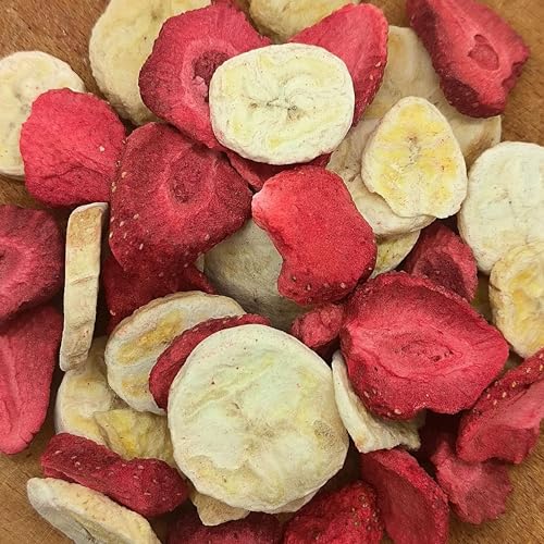 Gefriergetrocknete Früchte Mix ErdBana XL 300g | Getrocknete Bananen + Gefriergetrocknete Erdbeeren Gefriergetrocknete Früchte Probierset | Freeze Dried Fruit Strawberry Banana Mix | ZingyZoo von ZINGY ZOO