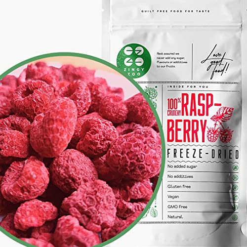 Gefriergetrocknete Himbeeren | Gefriergetrocknete Früchte | Freeze Dried Fruit | Trockenfrüchte Gefriergetrocknet | Freeze Dried Raspberry | Getrocknete Himbeeren Gefriergetrocknet | ZingyZoo (90g) von ZINGY ZOO