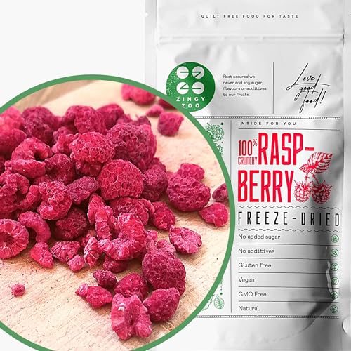 Gefriergetrocknete Himbeeren Gebrochene Stücke | 100% Trockenfrüchte Gefriergetrocknet | Getrocknete Himbeeren Glutenfrei Gefriergetrocknete Früchte | Freeze Dried Fruit | Freeze Dried Raspberry von ZINGY ZOO