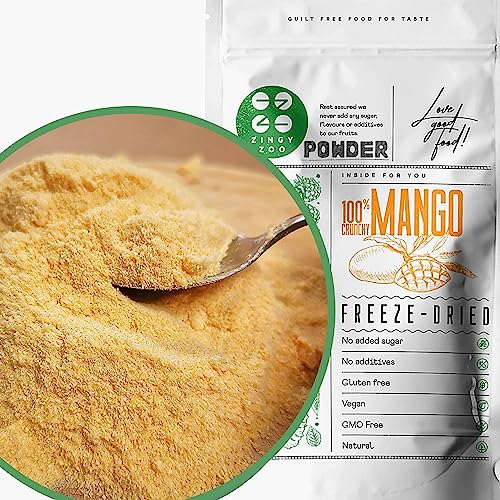 Gefriergetrocknete Mango Pulver | XL 300g Ohne Zuckerzusatz Fruchtpulver Gefriergetrocknet | Freeze Dried Mango Fruit Powder Mango Gefriergetrocknet | Mango Getrocknet Polvere Keine Zusätze | ZingyZoo von ZINGY ZOO