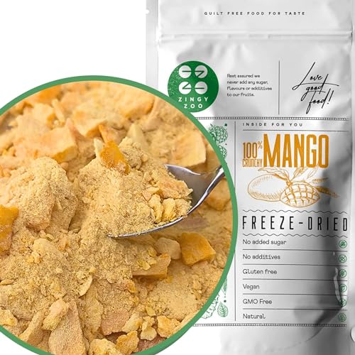 Gefriergetrocknete Mango Zerkleinerte | XL 300g Mangobruchstücke und -pulver Ohne Zuckerzusatz Mango Gefriergetrocknet | Freeze Dried Mango Fruit | Mango Getrocknet Trocken | Trockenmango ZingyZoo Gefriergetrocknete Mango Zerkleinerte | XL 300g Mangobruchstücke und -pulver Ohne Zuckerzusatz Mango Gefriergetrocknet | Freeze Dried Mango Fruit | Mango Getrocknet Trocken | Trockenmango ZingyZoo von ZINGY ZOO