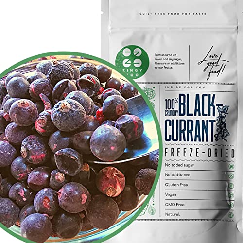 Gefriergetrocknete Schwarze Johannisbeere | 100% Natürlich Getrocknete Johannisbeeren | Ohne Zuckerzusatz Gesund Gefriergetrocknete Süßigkeiten | Gefriergetrocknete Früchte Freeze Dried Fruit von ZINGY ZOO