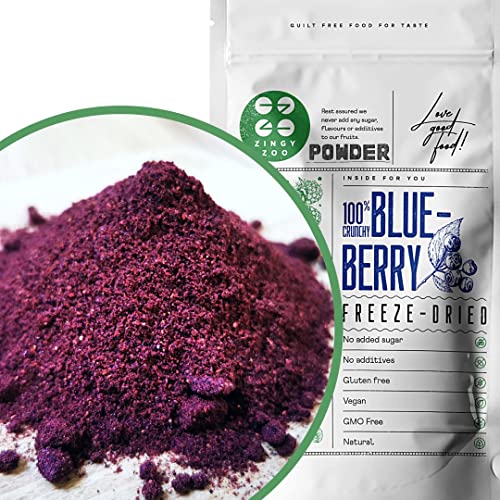 Getrocknete Heidelbeeren in Pulver | Vaccinium Myrtillus Heidelbeerpulver Gefriergetrocknete Früchte | Wilde Blaubeeren Pulver Heidelbeer Fruchtpulver Gefriergetrocknet Freeze Dried Blueberry Powder von ZINGY ZOO