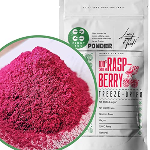 Himbeerpulver Gefriergetrocknet | Roh Fruchtpulver Himbeere | Freeze Dried Fruit Raspberry Powder Himbeeren Smoothie Bowl Pulver | Himbeer Pulver fur Smoothie Gefriergetrocknete Früchte Pulver Zingy von ZINGY ZOO