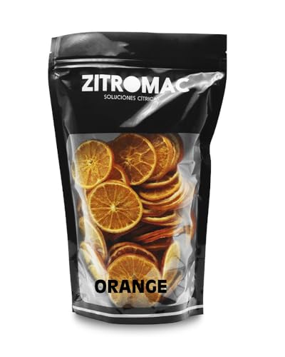 Dehydrierte Orange, Ungesüßte Trockenfrüchte für Cocktails, Essbare Dekoration, Gin, Süßwaren, Weihnachten, Tee, Getränke, Kinder, 100% Natürliche Getrocknete Scheiben ohne Zusatzstoffe, 220gr von ZITROMAC SOLUCIONES CITRICAS