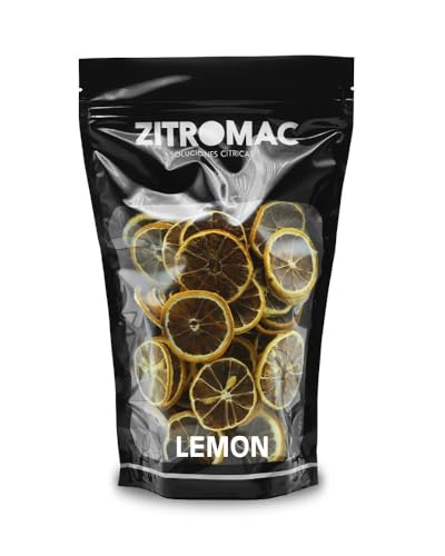 200gr Getrocknete Zitrone für Cocktail|Trockenfrüchte für Cocktails Dekoration, Backen, Weihnachten, Glühwein, Getränke, Tee|100% natürliche Getrocknete Zitronenscheiben für Gin,Cocktailabend von ZITROMAC SOLUCIONES CITRICAS