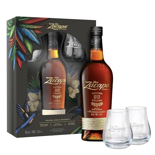 Zacapa Ron Sistema 23 Solera | Exquisiter Rum aus südamerikanischem Hause | in edler Geschenkverpackung mit 2 Nosing-Gläsern | 40% vol 700ml Einzelflasche | von Zacapa