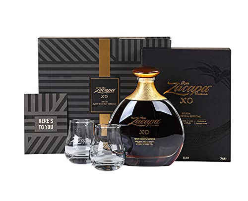 Zacapa Ron XO | Premium Rum | im hochwertigen Geschenkset mit Gläsern & Grußkarte | Exotisch-klassischer | handverlesen auf südamerikanischem Boden | 40 % vol | 700ml Einzelflasche von Zacapa