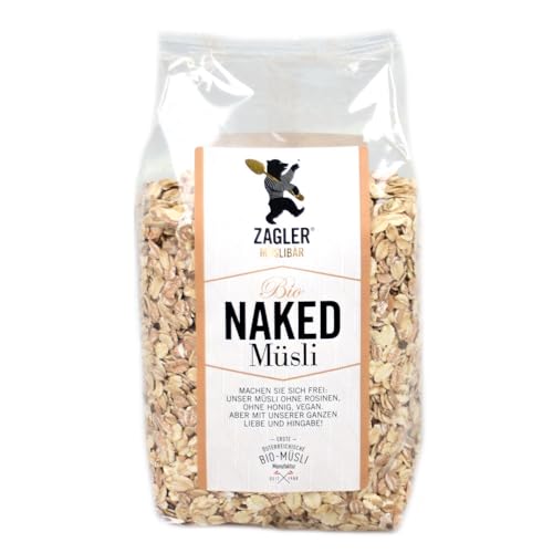 Bio Naked Müsli 500g - beste Bio-Qualität - garantiert vegan - neutral gehalten - ohne Rosinen und Honig von ZAGLER MUESLIBAER von Zagler Müslibär