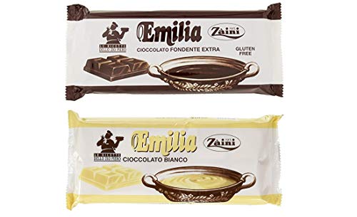 TESTPAKET Zaini Emilia Dunkle Tafel Schokolade und Weiße Tafel Schokolade ( 2 x 1Kg ) Glutenfreies Gebäck Produkt von Zaini