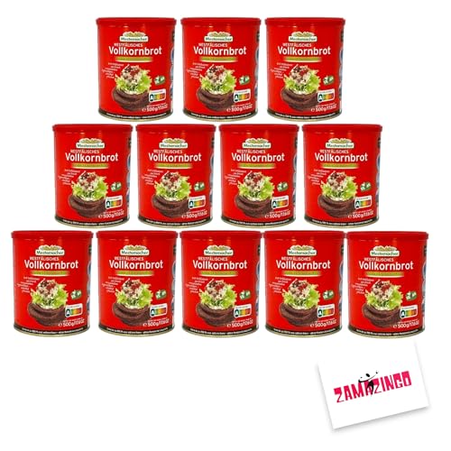 Mestemacher Westfälisches Vollkornbrot 500g (12er Pack) | Vegan | Dosenbrot + Zama4Zingo Karte von Zama4Zingo