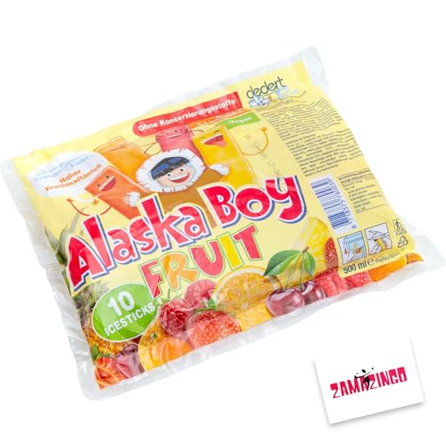 Alaska Boy Wassereis Fruit | VEGAN | 10 x 50ml (1er Pack) | Stangeneis für den Sommer, Einfrieren & genießen + Zama4Zingo Karte (Fruit) von Zama4Zingo