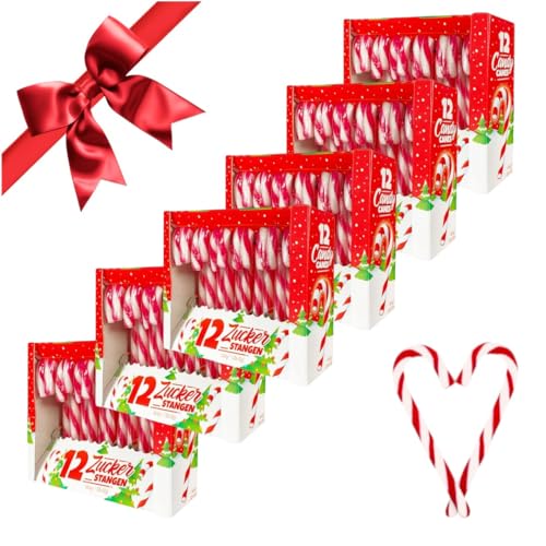 Candy Canes Zuckerstangen einzeln verpackt (12x12g) 144g (6er Pack) | Weihnachten wird bunt und süß | Ideal zum Dekorieren und zum Naschen! von Zama4Zingo