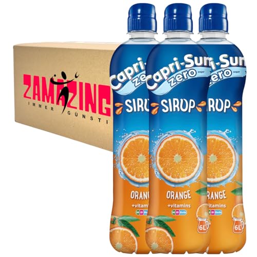 Capri-Sun Zero Orange Sirup Vegan Getränk mit Vitaminen B6, B1, Biotin 600ml (3er Pack) von Zama4Zingo