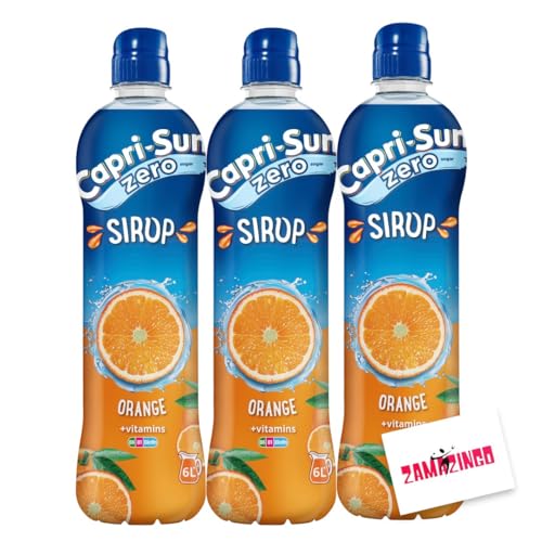 Capri-Sun Zero Orange Sirup Vegan Getränk mit Vitaminen B6, B1, Biotin 600ml (3er Pack) von Zama4Zingo
